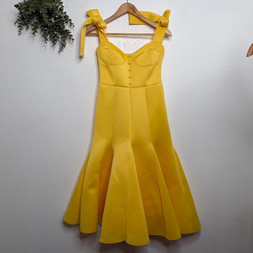 ASOS Yellow Midi Dress with Tie Straps - Picture 11 of 13